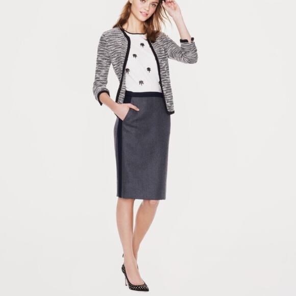 J CREW 100% Wool No.2 Pencil Skirt Knee Length Colorblock Career Creative Office - Picture 11 of 11